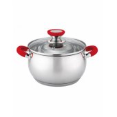 Pot Voltz OV51210N24, 24 cm./ 6 l., Red handles, Stainless ste